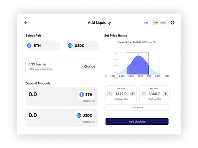 Liquidity Pool Modal | Defi Dashboard crpto defi liquidity pool swap token ui