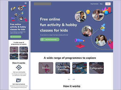 Hobby Class Website | Kids Website | Edtech edtech education website hero section kids website landing page school website web design