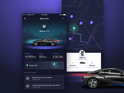 Track Car App app car control figma ios mobile ride rideshare track uber
