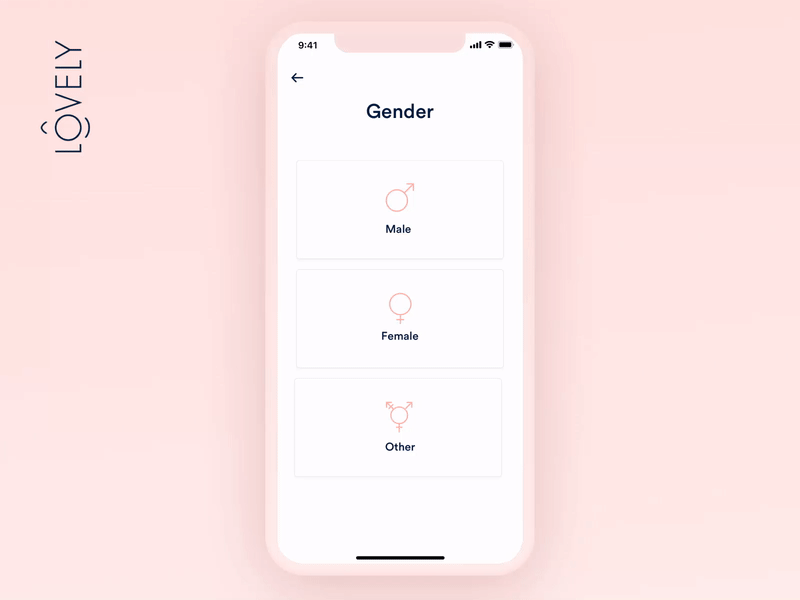 Lovely - body traits & gender animation picker gender ux ui sex soft pink mobile iphone ios intimacy erotic clean app animation