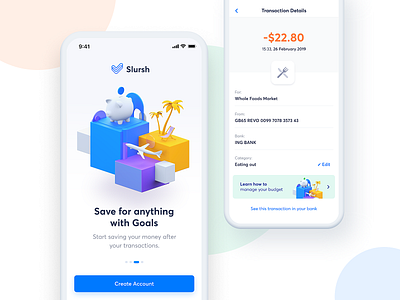 Slursh App 3d app bank banking clean finance illustration ios mindfulness money savings ui ux