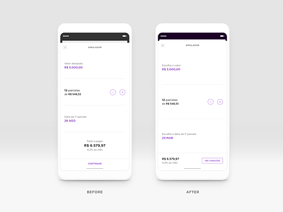 Personal loan's simulator improvements clean figma fintech interface design minimalist mobile mobile design ui design