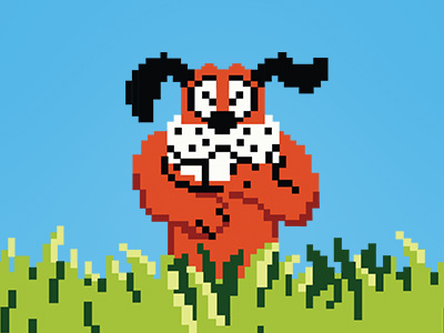 Working on a little duck hunt homage today. dog duck hunt flat illustration nintendo pixel art pixels