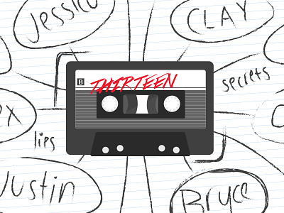 Thirteen Reasons Why b side cassette excercise icon illustration illustrator netflix prompt004 thirteen reasons why vector