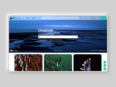 Re-designed Unsplash Homepage branding challenge clean dailyui photography redesign stock photos ui unsplash webdesign website design