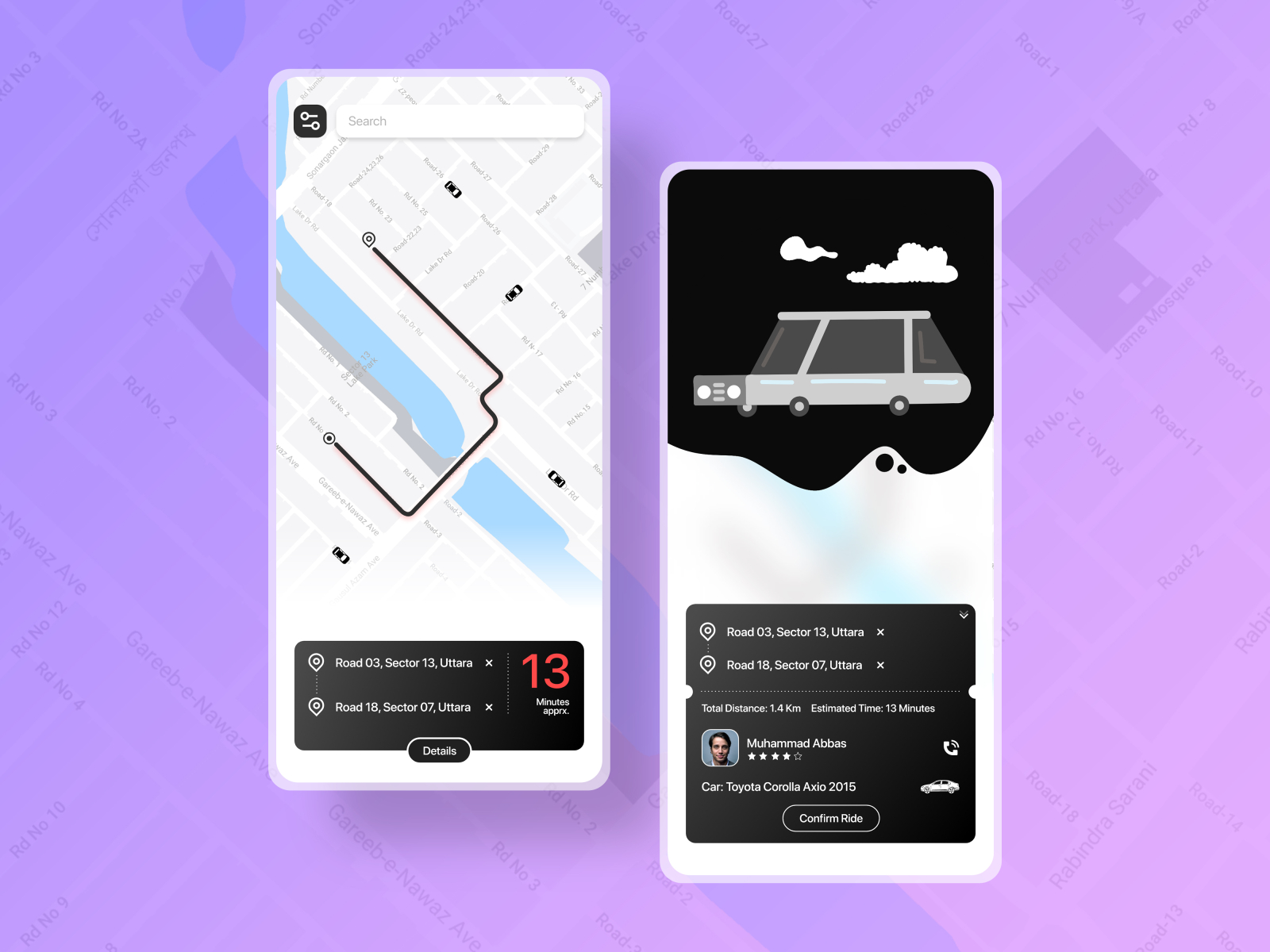 Ride Sharing App UI By S. M. Ayaz Abdullah On Dribbble