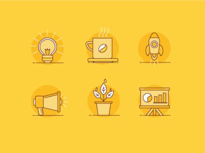 Yellow design icons set custom icons icon design icon set line icon modern icons