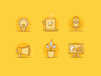 Yellow design icons set