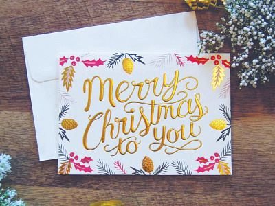Merry Christmas to You card design christmas card gold foil greeting card design hand lettering holidays