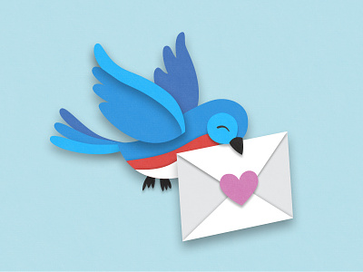 Bluebird bird bird illustration illustration mail papercut