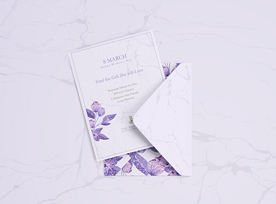 Gift card artwork floral gift card gift voucher graphic design marble purple
