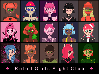 NFT REBEL GIRLS - COLLECTION digitalart digitalartist digitaldrowing girlpower illustration nft nftartist nftcollection