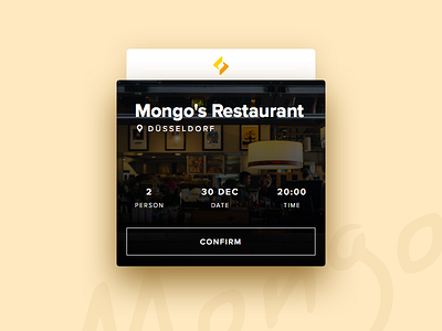 Day 54 - Confirm Reservation card dailyui food reservation restaurant ui ux