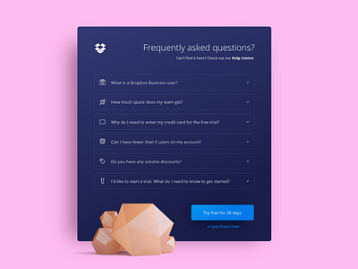 Day 92 - FAQ dailyui dropbox faq ui ux