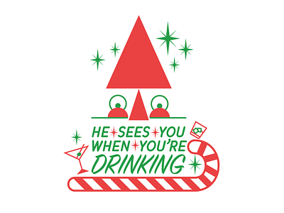 He sees you when you're drinking christmas drinks santa vector