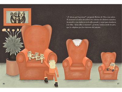 Goldilocks in the living room - double page illustration book illustration book illustrations books children book illustration childrens book childrens illustration design art illustration illustrations illustrator