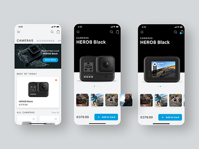 Mobile concept GoPro store app design ui ux web