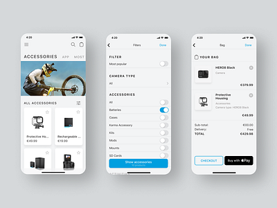 Mobile app concept for GoPro store app design ui ux web