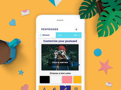 Penfriends app mobile postcard ui ux