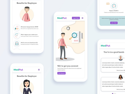 Medput - Responsive Mobile Webdesign app art characters design icons illustration interaction meaningful minimal mobile web design modern pastel playful sketch ui vector webdesign