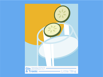 Gin & Tronic blue color scheme duo color gin illustrator poster promo stockholm sweden