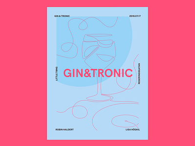 Gin&Tronic #2 abstract blue clean design event flat illustration illustrator lineart lines minimal pink poster poster art poster design posters promotion red stockholm sweden