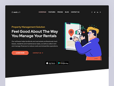 Rental Management Software | Header Concept clean creative design homepage illustration minimal modern simple ui