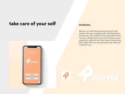 Recover app/ UIUX Project anxiety app design application branding cover depression design education logo meditation mindfulness minimal psychologist recover typography ui ui design ux ux design vector