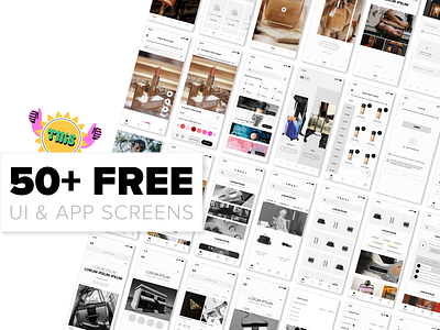 50+ UI | App Screens | Wireframes (FREE) app design system screens typography ui ui kit ui screens ux uxui wireframe