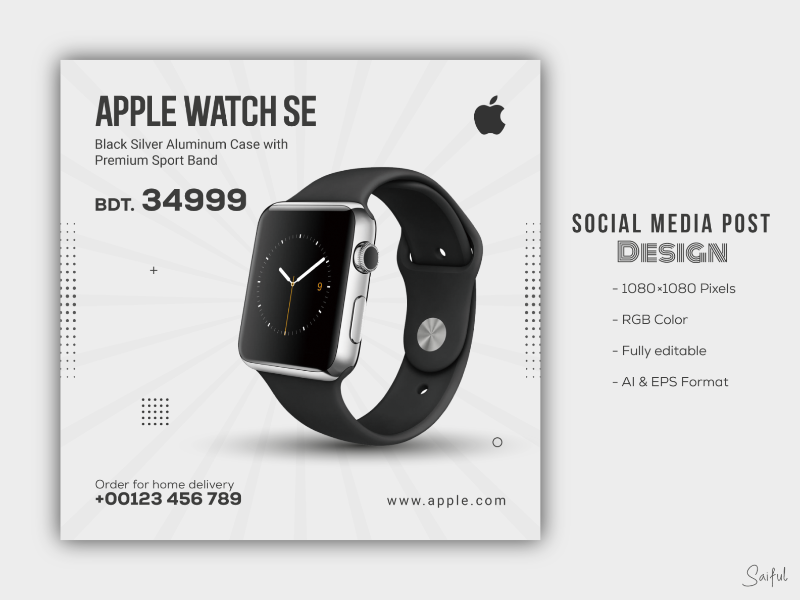 Social Media Post Design Apple Watch by Saiful Alam on Dribbble