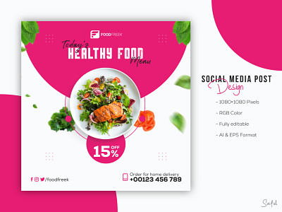 Social Media Post Design - Healthy Food addesign banner delicious food design ecommerce facebookcoverdesign facebookpostdesign food food banner food menu graphic design healthy food illustration instagrambanner products promotional banner social media design socialmediapost vegetable web banner