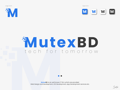 Wordmark Logo for MutexBD black blue brand identity designer branding corporate graphic design icon it it firm logo logo designer m letter logo minimal logo modern logo technology vector