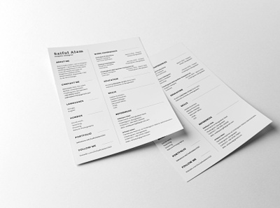 Saiful Alam's Resume | Minimal Resume Templates cover letter cv graphic design illustration print print design resume resume designer