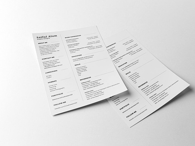 Saiful Alam's Resume | Minimal Resume Templates cover letter cv graphic design illustration print print design resume resume designer