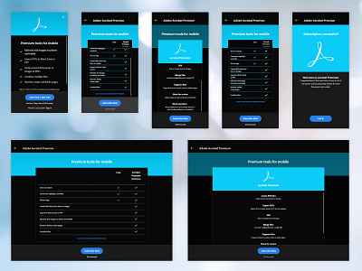 Adobe Acrobat UI Dark Mode Designs