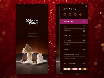 The Cheesecake Factory Mobile UI