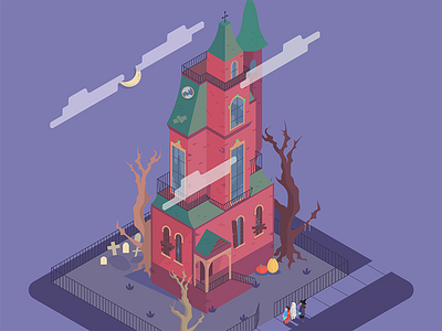 Interactive Haunted Mansion halloween haunted haunted mansion illustration isometric trick or treat