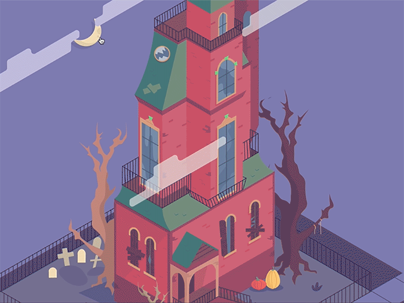 Interactive Haunted Mansion halloween haunted haunted mansion illustration isometric trick or treat