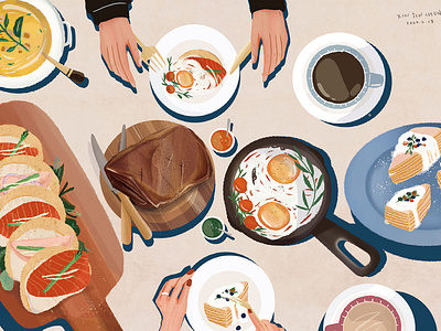 BRUNCH TIME graphic illustration tableillustration