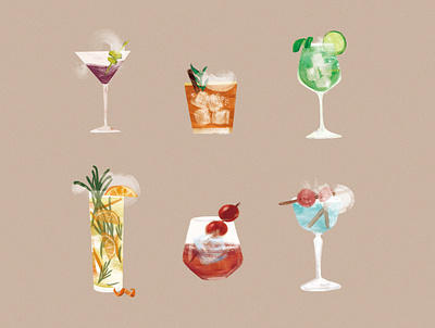 Cocktails artwork color creative digitalillustration drink illustration illustration graphics