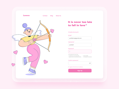 Maratón UI - Sign up app appconcept daily dailyui design graphic design servicedesignclub signup ui uidesign valentines day