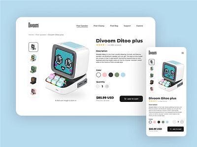 Maratón UI - Single product 12 app daily dailyui design divoom graphic design service design club ui uidesign web design