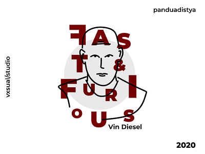 vin diesel / vxtor flat illustration minimal typography vector