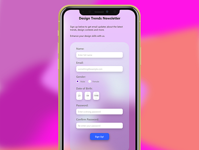 Daily UI #001 adobe adobe photoshop adobe xd form glass glassmorphism signup trend ui ui design