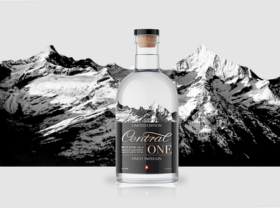 Central One bottle label branding design gin illustration label design logo package design vector