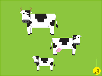 cow family flat illustration vector