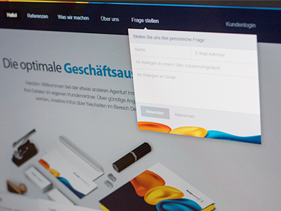 Designwerkstatt24 Quick contact WIP website modal homepage form contact header navigation