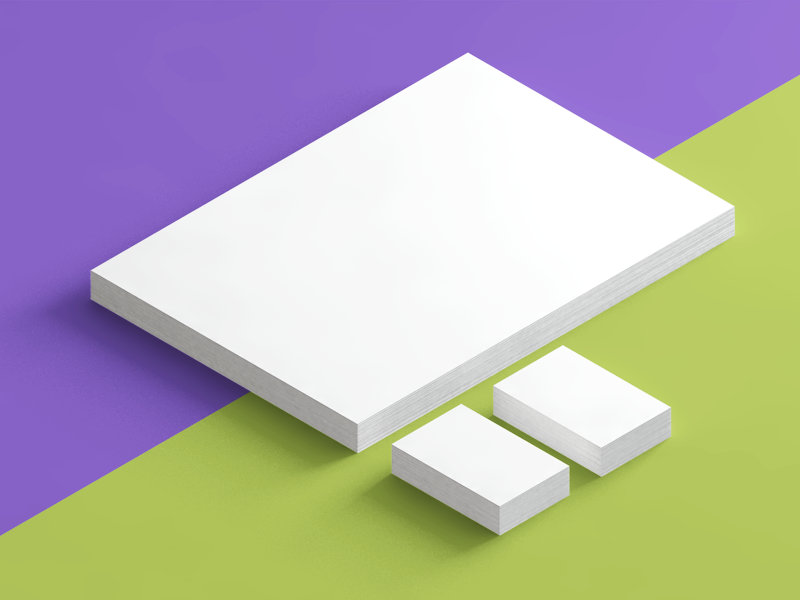 Simple isometric mockup c4d mockup isometric letterhead business card 3d stationery shadows paper