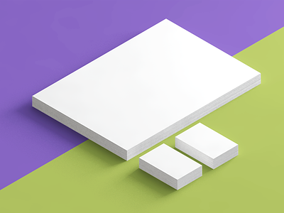 Simple isometric mockup 3d business c4d card isometric letterhead mockup paper shadows stationery