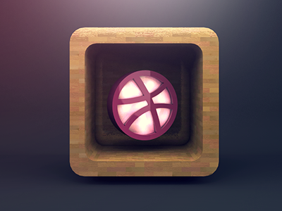 i ♥ dribbble dribbble 3d icon wood texture parkett reflection cool inlove ball symbol shadow realistic render lights lightning nice glow rectangle basketball